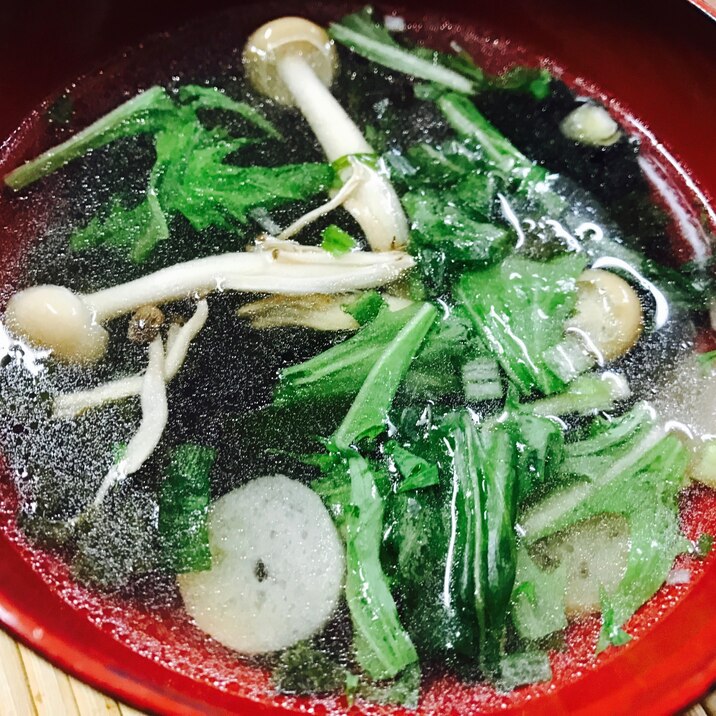 リメイク！しめじと水菜の茹で汁お吸い物